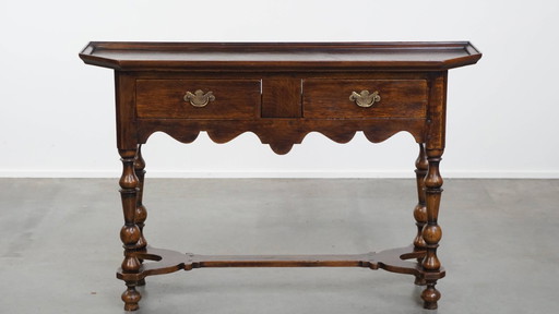 Table d'appoint/ buffet ancien en chêne anglais avec 2 tiroirs