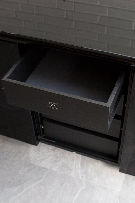 Image 1 of Sheraton Sideboard von Giotto Stoppino für Acerbis, schwarz lackiert, Italien, 1970er Jahre