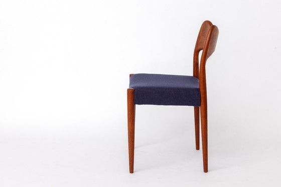 Image 1 of Arne Hovmand-Olsen Teak Chair for Mogens Kold, Danish Mid-Century Modern, 1950s Vintage, Dark Blue Upholstery