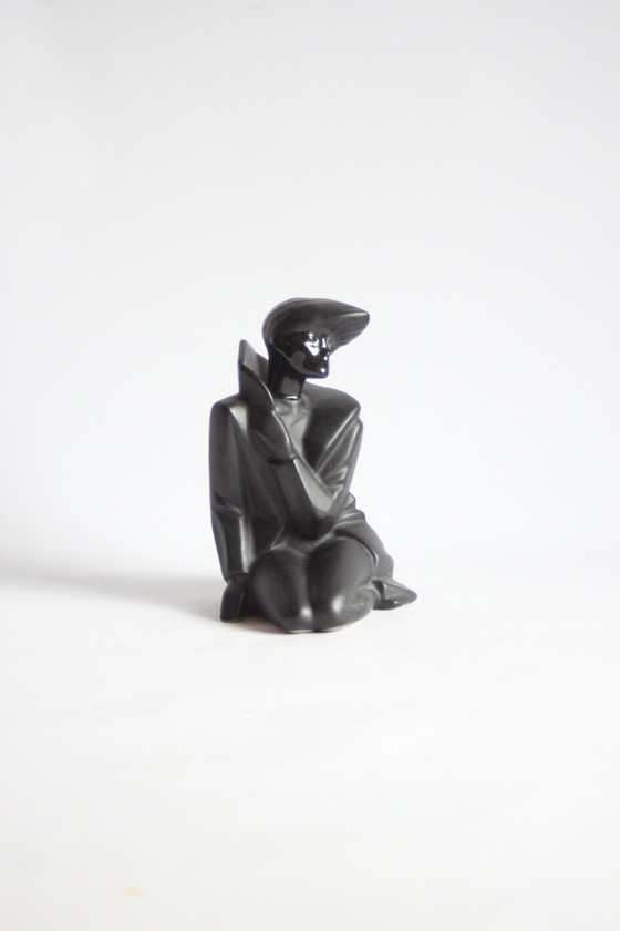 Image 1 of Statue New Wave en céramique noire, années 1980