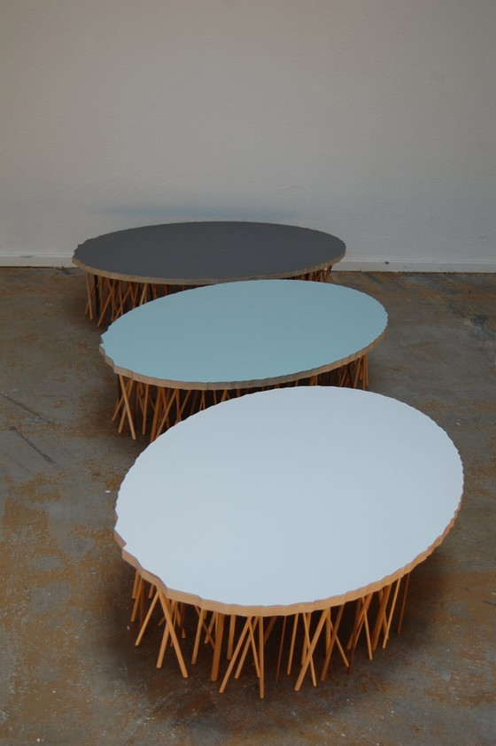 Image 1 of 3x tavolini 100&ONE nei colori bianco, petrolio e tempesta