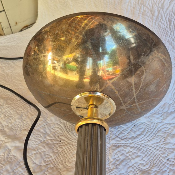 Rhoum JRL Tischlampe aus Gold- und Silbermetall – Kannelierte Säule, französische Herstellung – Tischlampen (photo 9 of 10)