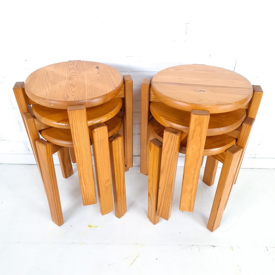 Image 1 of 6x vintage kruk grenenhout jaren 70 mid century modern