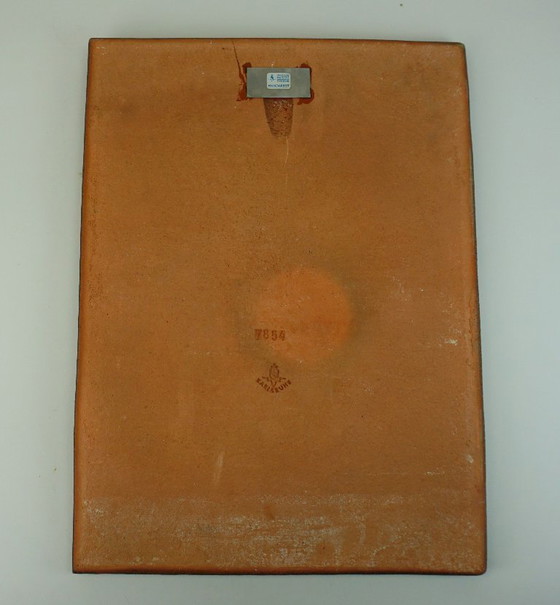 Image 1 of Majolika Karlsruhe - Gran panel de pared de cerámica con paisaje de cipreses, años 70, modelo n.º 7854, Dietmar Liedke