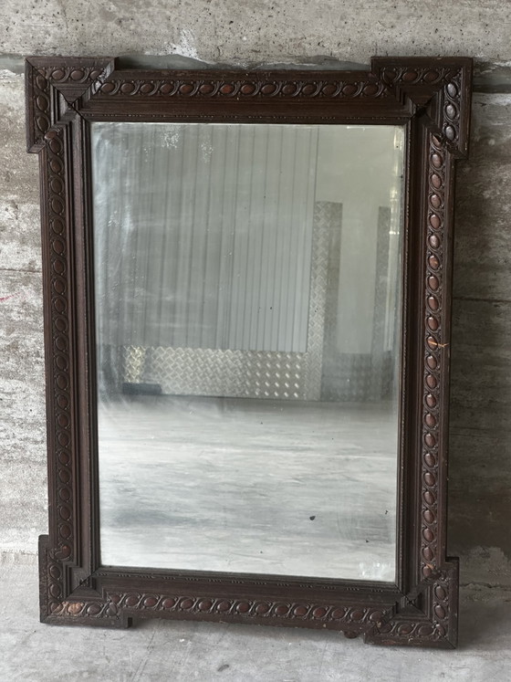Antieke neorenaissance houten spiegel met houtsnijwerk, eind 19e eeuw – 94 × 69 cm (photo 2 of 15)