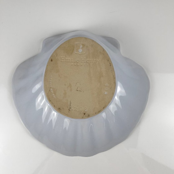 Image 1 of Large platter in the shape of a scallop shell, Emile Henry, France, mid-20th century