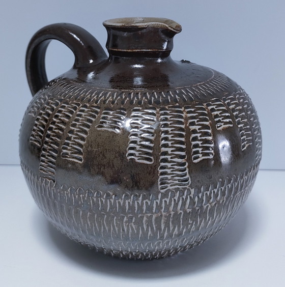 Image 1 of Brocca in gres smaltato e scarificato d&#39;epoca