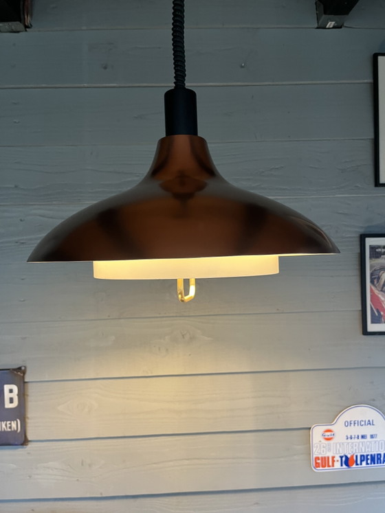 Vintage Dijkstra Space Age-hanglamp, koperkleurig metallic – Dijkstra Lampen, Hanglampen (photo 3 of 10)