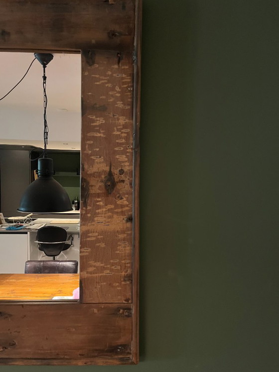 Prachtige Eikenhouten Spiegel – Glass, Wood (photo 5 of 5)