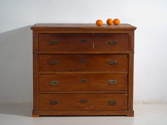 Antique Central European four-drawer chest of drawers – Central Europe, circa 1910 – Wood, Brass, Rustic (photo 8 of 40)