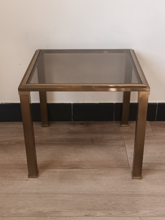 Image 1 of Table d'appoint en bronze avec verre fumé