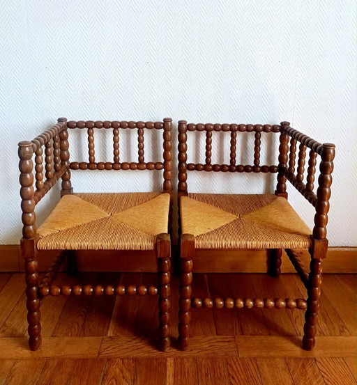 2x Bobin chairs, also known as "fireside" chairs, Holland