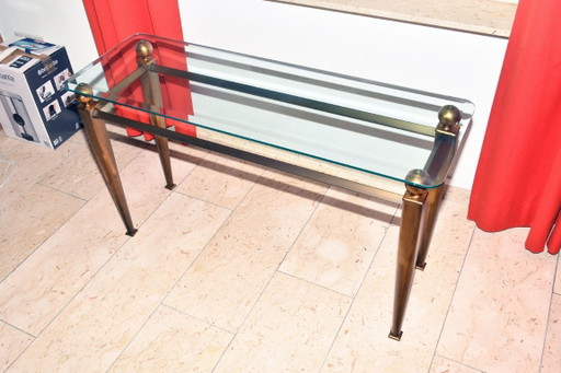 Table d'appoint exclusive en métal couleur bronze et verre, 120 x 70 x 40 cm – bijzettafels, rvs