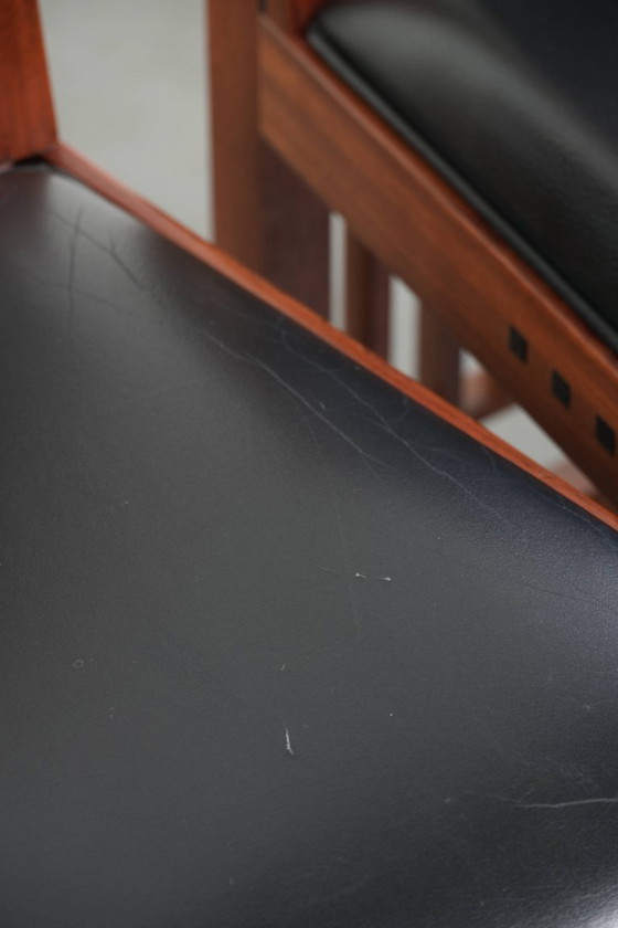 4x elegant black cowhide leather and wood Art Deco dining chair by Schuitema from the Decoforma series (photo 12 of 17)