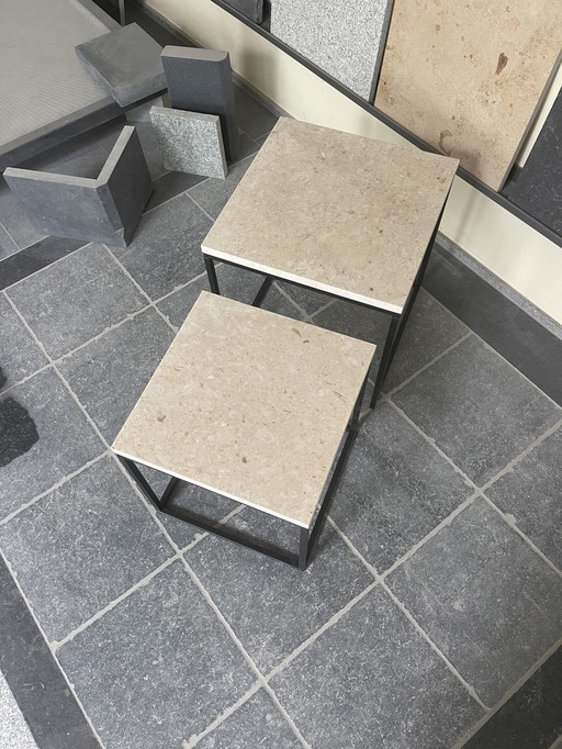 Bijzettafel set met marmeren plateau