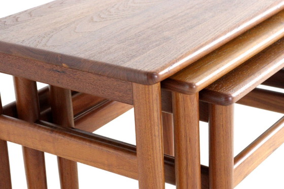 Set of 3 Danish Nesting Tables Side Tables Solid Teak Vintage Restored – Wood (photo 17 of 19)
