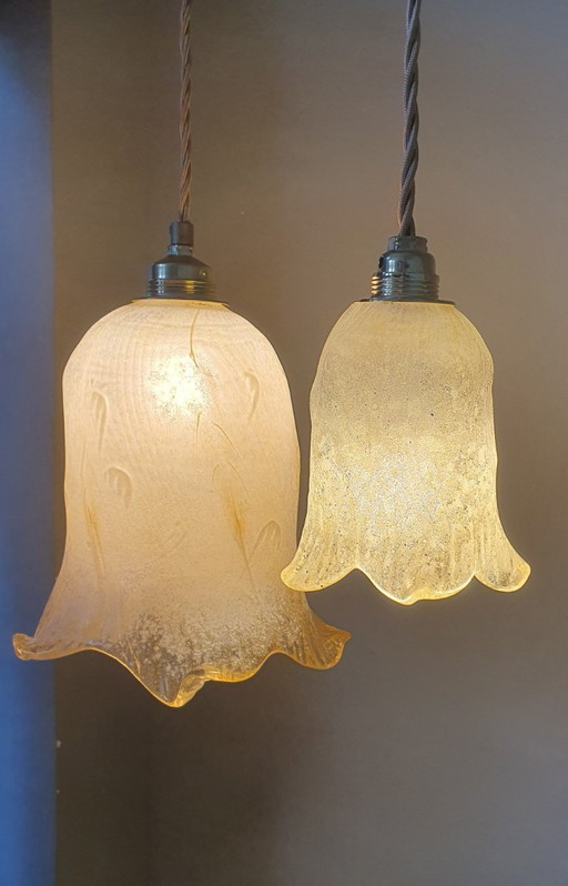 Set van 2 Vintage Murano hanglampen - Mid Century - Italy