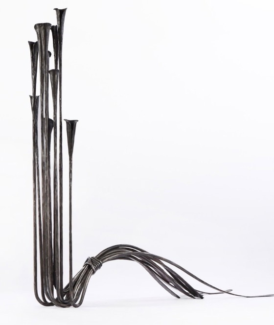 Image 1 of Geschmiedeter Metallbodenschmuck / Kandelaber . 1980's