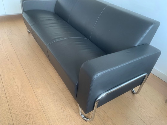 Image 1 of Divano a 3 posti in pelle nera Gispen 441