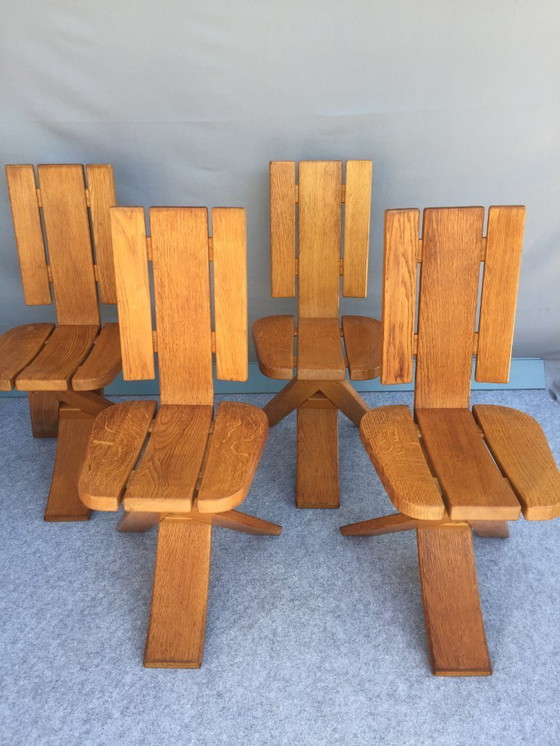 Image 1 of PIERRE CHAPO / SELTZ - 4 VINTAGE CHAIRS