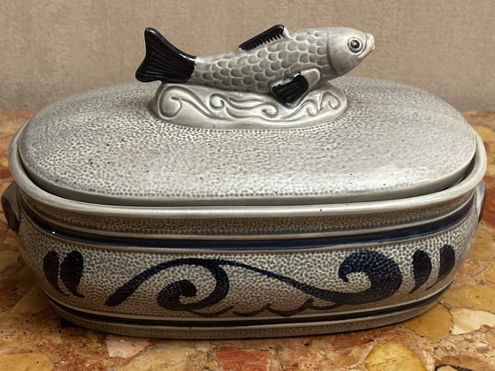 Image 1 of Staffel Steingut Fischterrine oder Heringstopf - Westdeutschland