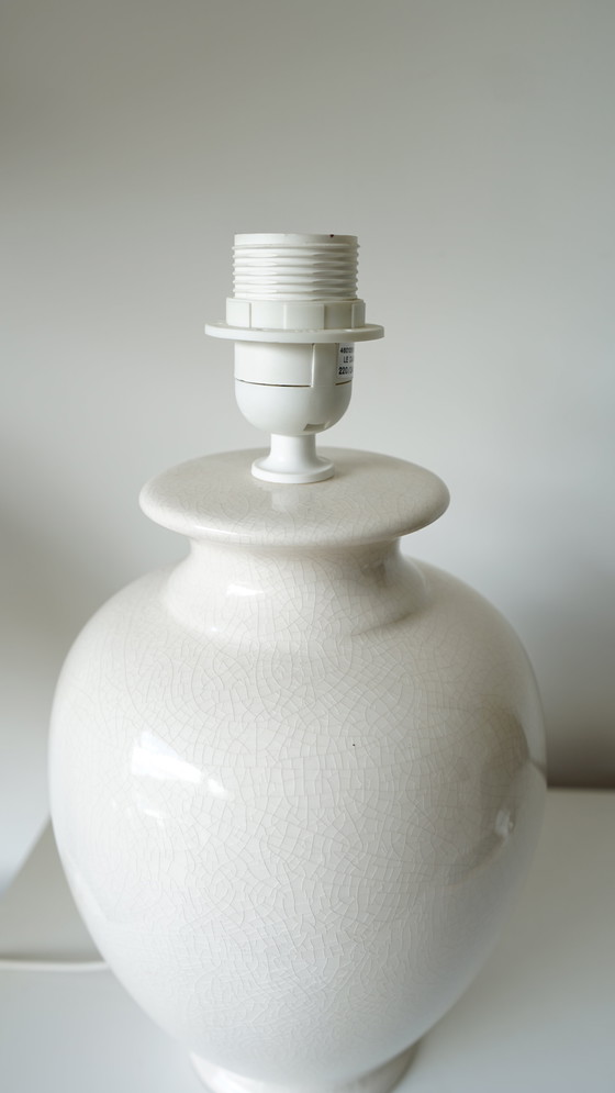 Image 1 of Vintage white Le Dauphin lamp base in crackled glazed ceramic - 1980s