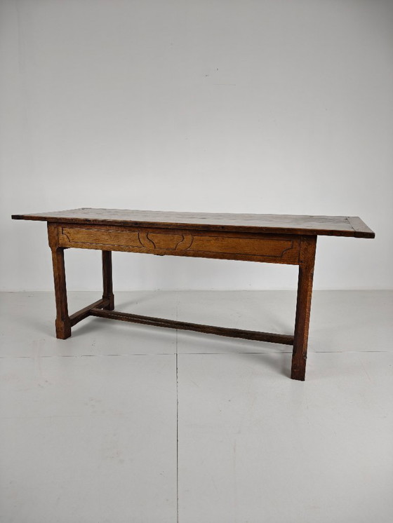 Image 1 of French 18th century dining table – Solid oak, drawers