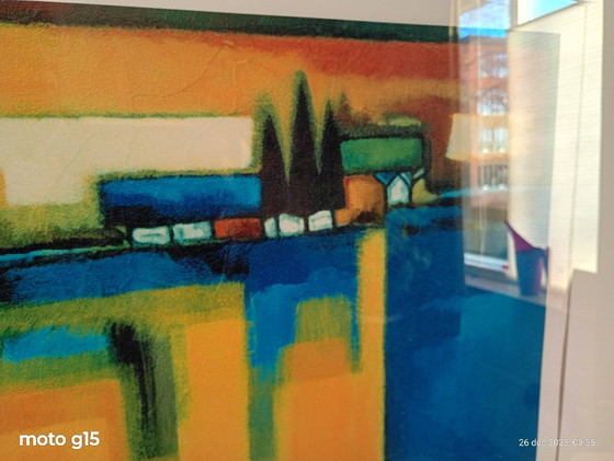 Image 1 of 2 grote kleurrijke zeefdrukken van Maria Megens.