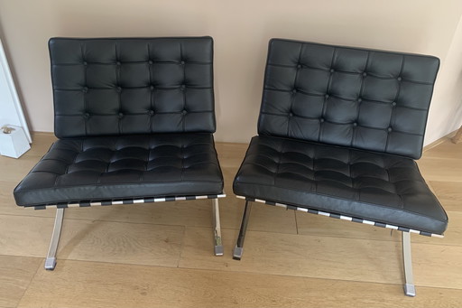 2x Barcelona fauteuil - replica - zwart leer