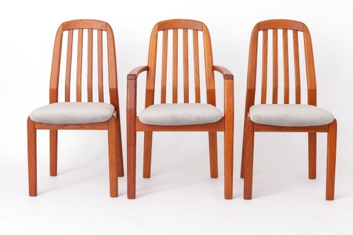 Juego de 6 sillas de comedor vintage de teca de Dyrlund, 2 sillones y 4 sillas laterales, estilo danés moderno de mediados