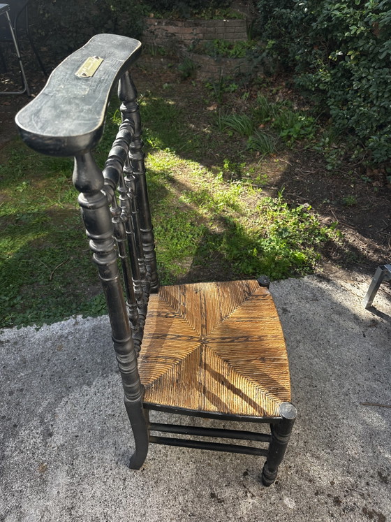Antiker Napoleon III Prie-Dieu aus geschwärztem Holz – Plakette Mlle Lucienne Cortyl (photo 15 of 15)