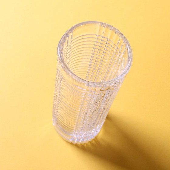 Image 1 of Mid-century Elegant Clear Pressed Glass Vintage Vase by Miloš Filip / Rosice / Czech Republic / 1957