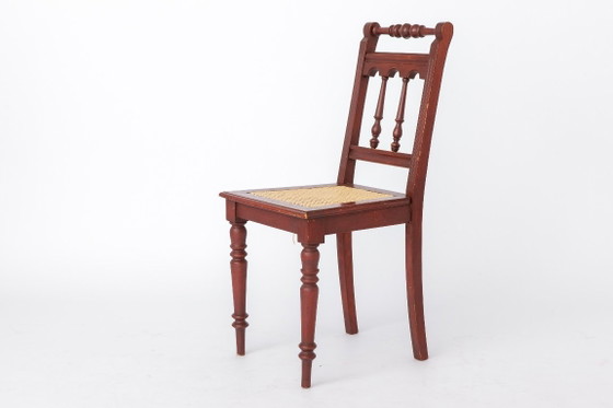 Sedia vintage belga tornita | Sedia in legno anni '40 con nuova seduta in rattan – Sedie da pranzo, Wood (photo 5 of 11)