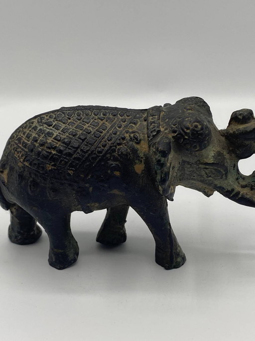 Patinierte Bronze-Elefantenfigur mit Mahout – indisch inspiriert – Dekorative Skulptur des 20. Jahrhunderts (photo 2 of 5)
