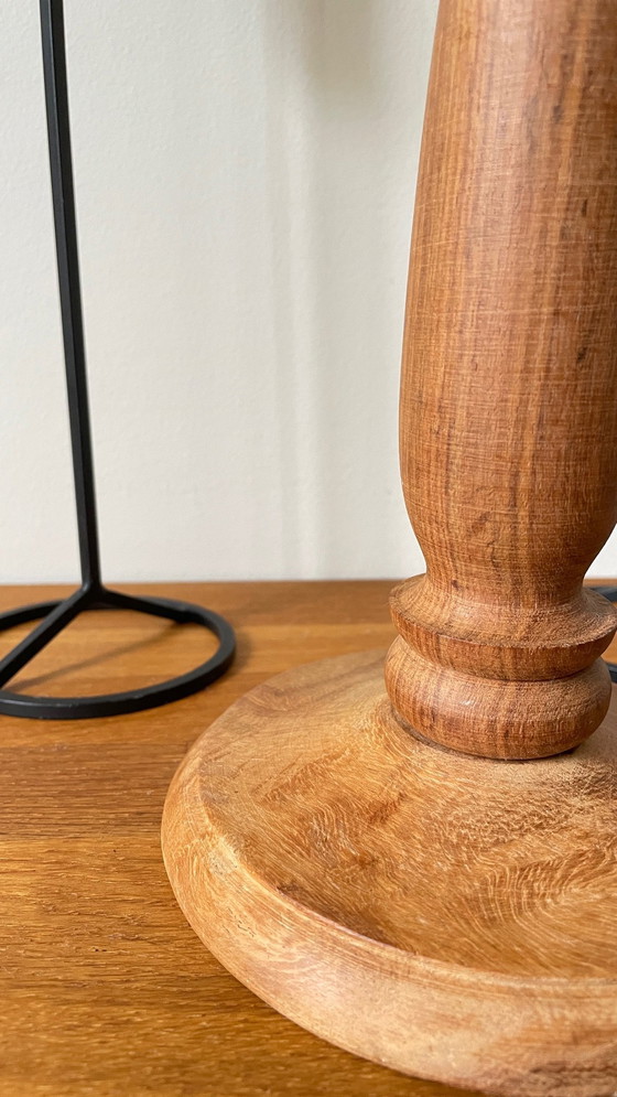 Image 1 of Trio van Teak en Vintage Stalen Kandelaars