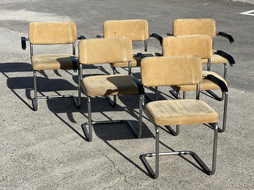 Set van 6 Marcel Breuer S64 fauteuils voor Thonet 1950