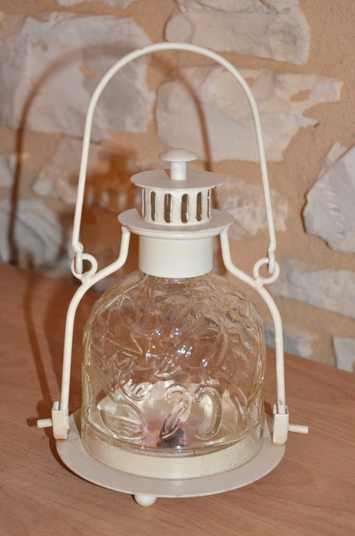 Beige glazen en metalen theelichthouder, 13x17 cm – kandelaars en kaarsen, Glass