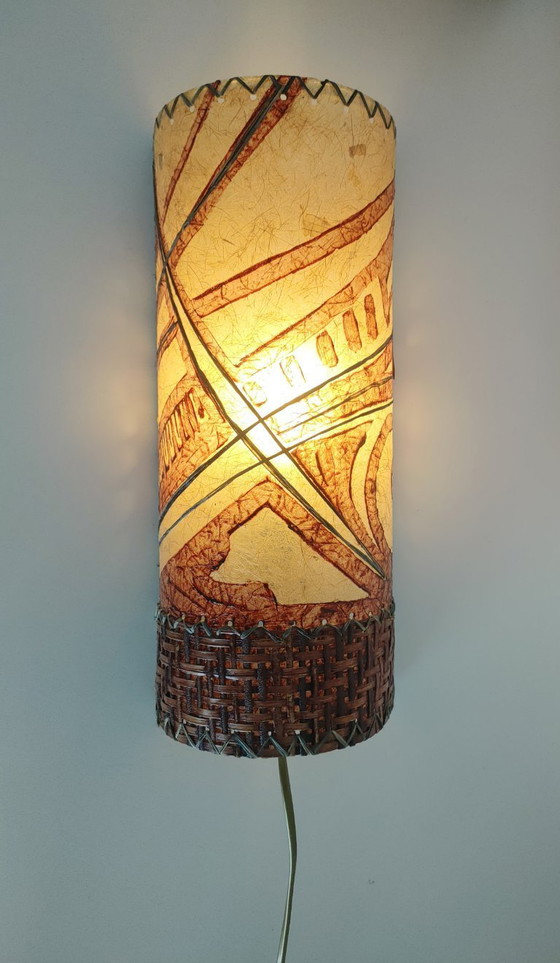Image 1 of Lampada da parete unica in Washi/Rattan