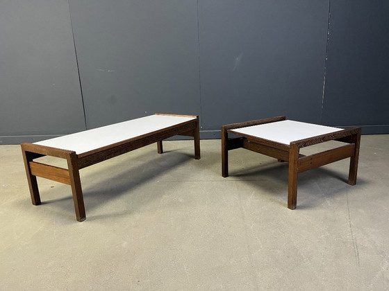Image 1 of Ensemble de table basse belge en wengé par Beaufort, années 1960