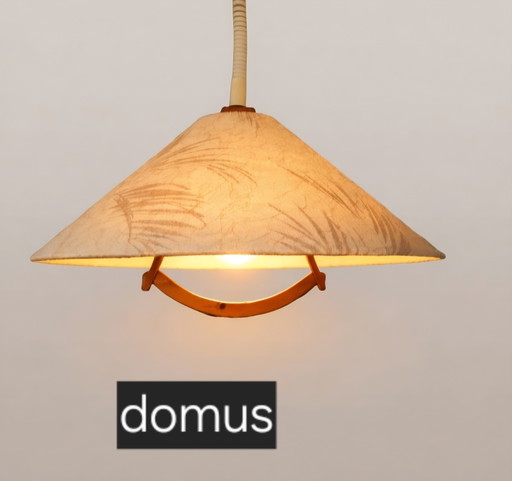 Vintage Domus Pendelleuchte aus der Mitte des Jahrhunderts – hanglampen, Textile, Wood