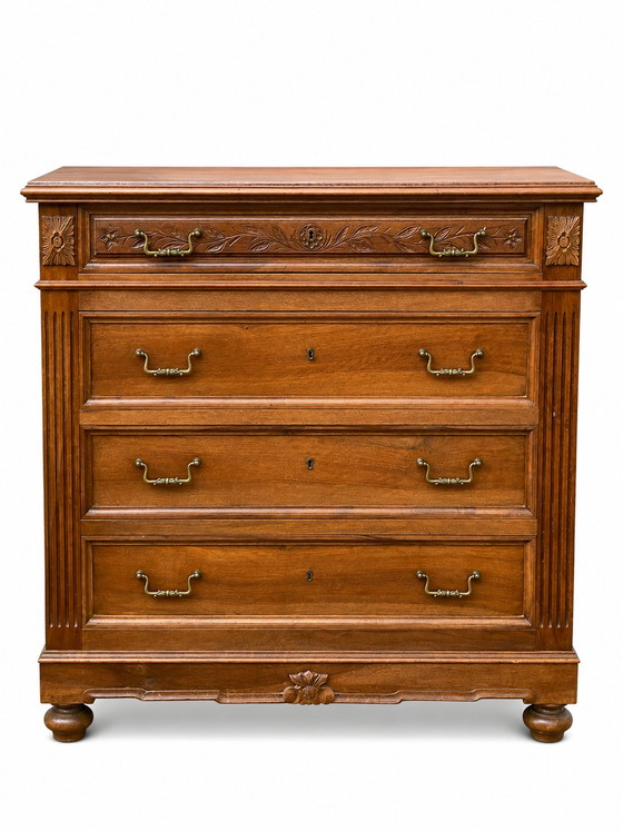Commode Néo-Renaissance Henri II avec marbre rouge – Wood, Marble (photo 2 of 7)