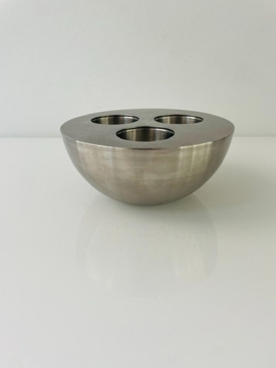 Image 1 of Minimalistische RVS kaarsenhouder 3 waxinelichtjes