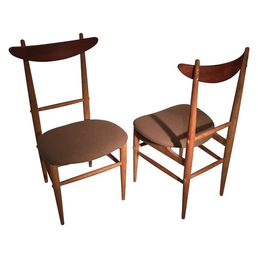 Set of 6 brown chairs - 1950s