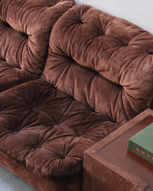 Vintage modular suede sofa set by Knoll