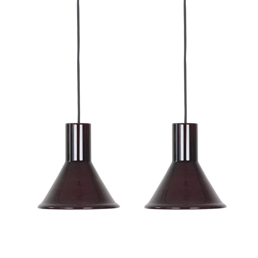 Pair of 2 Danish vintage pendant lamps PT by Holmegaard, 1970s