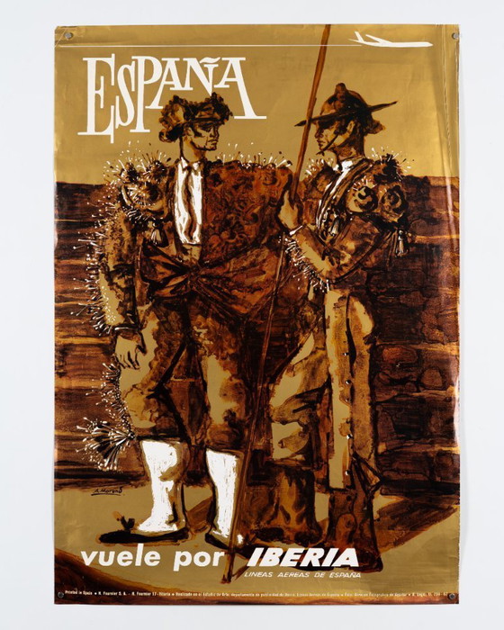Image 1 of Iberia – Spanje – 1967 – Originele vintage luchtvaartposter – Reizen in de stijl van mid-century modern – 100x70 cm