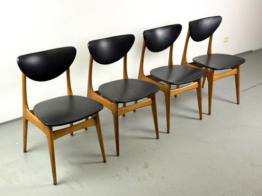 Set van 4 vintage eetkamerstoelen in Scandinavische stijl – Jaren 60 – Skai, Wood