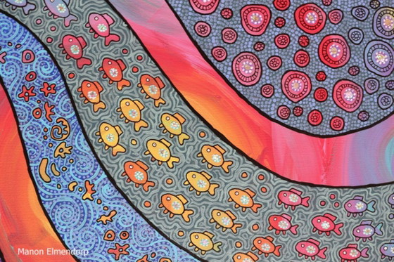 Image 1 of Unique Hand-Painted Painting "Ocean Life" Art New