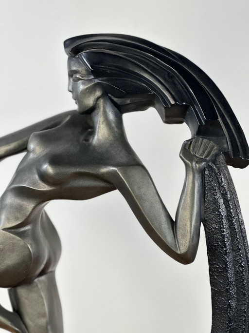 Regule statue "The Dancer with Drapery" signed A. Danel 1990