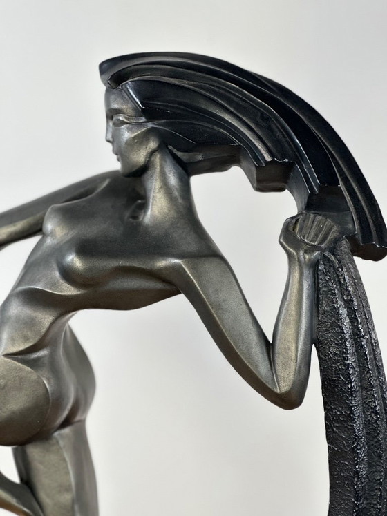 Image 1 of Regule statue "The Dancer with Drapery" signed A. Danel 1990